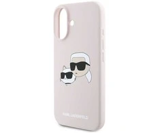 Karl Lagerfeld Liquid silikoninis Double Heads MagSafe Apple iPhone 16 dėklas telefonui rožinės spalvos