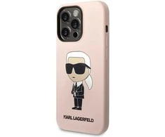 Apple iPhone 14 Pro Max Karl Lagerfeld dėklas Silicone Ikonik (KLHCP14XSNIKBCP) rožinės spalvos