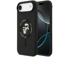 Karl Lagerfeld Liquid Silicone Karl and Choupette MagSafe dėklas skirtas iPhone Air juodos spalvos