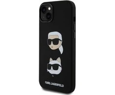 Dėklas Karl Lagerfeld Silicone Karl &amp; Choupette Heads - Apple iPhone 15 Plus Case Juodas