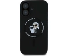 Karl Lagerfeld dėklas skirtas Apple iPhone 16 compatible with MagSafe KLHMP16SSCMKCRHK (Silicone KC Body Ring) juodos spalvos