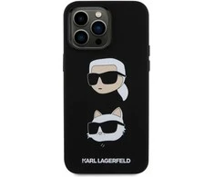Dėklas Karl Lagerfeld KLHCP15XSDHKNK IPHONE 15 PRO MAX 6.7 "Juodas/Juodas SILICONE KARL &amp; CHUPETTE HEAD