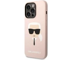 Karl Lagerfeld dėklas, skirtas iPhone 14 Pro Max 6,7 KLHCP14XSLKHBK rožinės spalvos HC Silicone Karl's Head