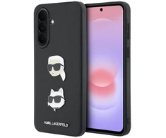 Karl Lagerfeld Liquid Silicone Metal Karl and Choupette dėklas skirtas Samsung Galaxy A37 juodos spalvos