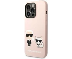 Apple iPhone 14 Pro Karl Lagerfeld dėklas silikoninis Karl &amp; Choupette Magsafe (KLHMP14LSSKCI) light rožinės spalvos