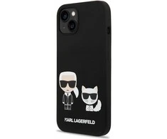 Apple iPhone 14 Plus Karl Lagerfeld dėklas Liquid silikoninis Karl & Choupette Magsafe (KLHMP14MSSKCK) juodos spalvos