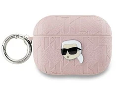 Apple AirPods Pro 2 Karl Lagerfeld Cover Monogram Karl Head ausinių dėklas rožinės spalvos