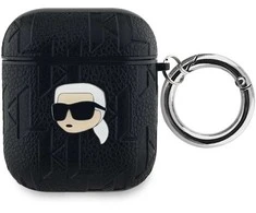 Apple AirPods Karl Lagerfeld Cover Monogram Karl Head ausinių dėklas juodos spalvos