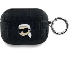 Karl Lagerfeld PU Embossed Karl Head dėklas ausinėms AirPods Pro juodos spalvos