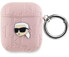 Apple AirPods Karl Lagerfeld Cover Monogram Karl Head ausinių dėklas rožinės spalvos