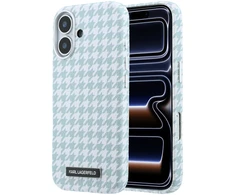 Karl Lagerfeld PU Houndstooth Resin Plate MagSafe dėklas skirtas Apple iPhone 17 Mėlyna