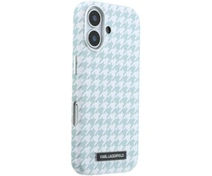 Karl Lagerfeld PU Houndstooth Resin Plate MagSafe dėklas skirtas Apple iPhone 17 Mėlyna