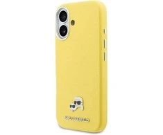 Karl Lagerfeld PU Karl and Choupette Heads Pins MagSafe dėklas skirtas Apple iPhone 17 Geltona