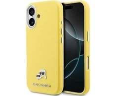 Karl Lagerfeld PU Karl and Choupette Heads Pins MagSafe dėklas skirtas Apple iPhone 17 Geltona