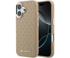 Karl Lagerfeld PU Perforated Gold Dots MagSafe dėklas skirtas Apple iPhone 17 rusvai gelsvas