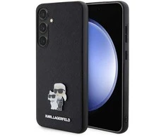Samsung Galaxy S24 Plus Karl Lagerfeld dėklas Saffiano Karl &amp; Choupette Metal Pin (KLHCS24MPSAKCMPK) juodos spalvos