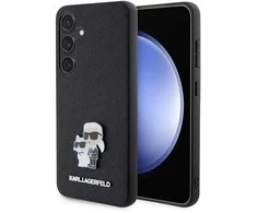 Samsung Galaxy S24 Karl Lagerfeld dėklas Saffiano Karl &amp; Choupette Metal Pin (KLHCS24SPSAKCMPK) juodos spalvos