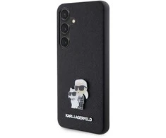 Samsung Galaxy S24 Karl Lagerfeld dėklas Saffiano Karl &amp; Choupette Metal Pin (KLHCS24SPSAKCMPK) juodos spalvos