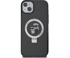 Apple iPhone 15 Plus Karl Lagerfeld dėklas Ring Stand Karl&amp;Choupettte MagSafe (KLHMP15MHMRSKCK) juodos spalvos