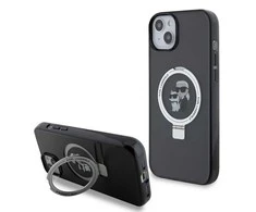 Karl Lagerfeld KLHMP15MHMRSKCK Apple iPhone 15 Plus / 14 Plus 6.7″ juodos spalvos kietas dėklas Ring Stand Karl&Cho