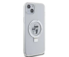 Karl Lagerfeld KLHMP15MHMRSKCH Apple iPhone 15 Plus / 14 Plus 6.7" dėklas telefonui baltos spalvos hardcase Ring Stand Karl&amp;Choupettte MagSafe