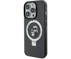 Karl Lagerfeld Ringstand Karl and Choupette MagSafe Apple iPhone 16 Pro Max dėklas telefonui juodos spalvos