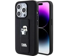 Dėklas Karl Lagerfeld KLHCP15LGSAKCPK IPHONE 15 PRO 6.1 "Juodas/Juodas HARDCASE GRIPSTAND SAFFIANO KARL &amp; CHUPETTE PINS