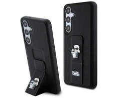 Samsung Galaxy S24 Plus Karl Lagerfeld Dėklas Gripstand Saffiano Karl&amp;Choupette Pins (KLHCS24MGSAKCPK) juodos spalvos