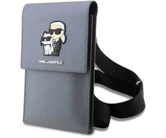 Karl Lagerfeld telefono dėklas phone KLWBSAKCPMG sidabrinis harddėklas Phone Pounch Universal Saffiano K-C NFT