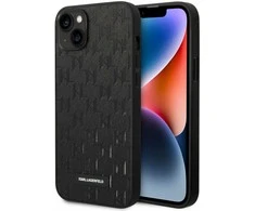 Dėklas Karl Lagerfeld Saffiano Monogram Case skirtas iPhone 14 Plus, juodas
