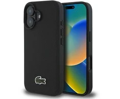 Lacoste Iconic Petit Pique Woven Logo MagSafe Apple iPhone 16 Plus dėklas telefonui juodos spalvos