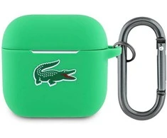 Lacoste Liquid Silicone Croc Logo dėklas skirtas Apple AirPods 4 žalios spalvos