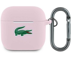 Lacoste Liquid Silicone Croc Logo dėklas skirtas Apple AirPods 4 rožinės spalvos