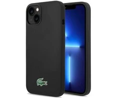 Lacoste Liquid Silicone Microfiber Croc Logo MagSafe dėklas skirtas iPhone 14,15,16 juodos spalvos
