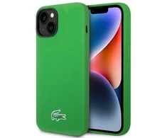 Lacoste Liquid Silicone Microfiber Croc Logo MagSafe dėklas skirtas iPhone 14 žalios spalvos