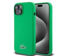 Lacoste Liquid Silicone Microfiber Croc Logo MagSafe dėklas skirtas Apple iPhone 15 žalios spalvos