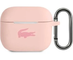 Lacoste Liquid Silicone Glossy Printing Logo dėklas skirtas Apple AirPods 3 rožinės spalvos