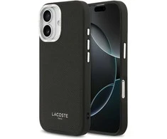 Lacoste PU Leather Champs Elysees MagSafe dėklas skirtas Apple iPhone 17 juodos spalvos