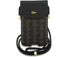 Lacoste PVC mišinio monograminis metalinis telefono dėklas, rudas, XL dydžio