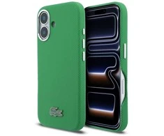 Lacoste PVC Iconic Petit Pique Metal Logo MagSafe dėklas skirtas Apple iPhone 16 Estragon žalios spalvos