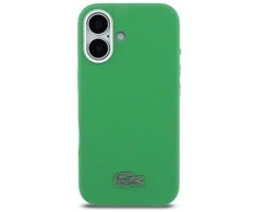 Lacoste PVC Iconic Petit Pique Metal Logo MagSafe dėklas skirtas iPhone 16 Estragon žalios spalvos