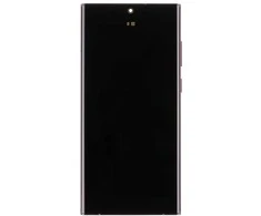 LCD ekranas + jutiklinis blokas + priekinis dangtelis Samsung S908B Galaxy S22 Ultra Burgundy (pakeitimų paketas)