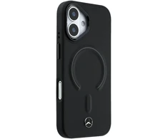 Mercedes PU Leather 3D MagSafe dėklas skirtas Apple iPhone 17 juodos spalvos