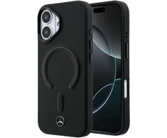 Mercedes PU Leather 3D MagSafe dėklas skirtas Apple iPhone 17 juodos spalvos