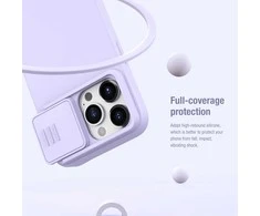 Dėklas Nillkin CamShield Silky Silicone Apple iPhone 15 Pro Max šviesiai mėlynas