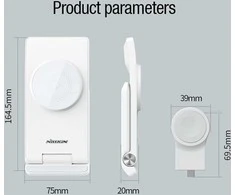 Nillkin PowerTrio 3in1 belaidis įkroviklis MagSafe Apple Watch baltos spalvos (MFI)