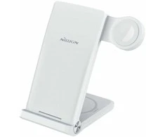 Nillkin PowerTrio 3in1 belaidis įkroviklis Apple Watch baltos spalvos (MFI)