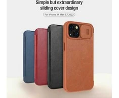 Nillkin Qin Pro odinis dėklas, skirtas iPhone 14 Plus (juodas)