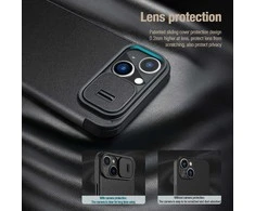Nillkin Qin Cloth Pro Apple iPhone 14 Plus Camera atverčiamas dėklas telefonui pilkos spalvos