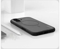 Nillkin Super Frosted PRO Magnetic Back dėklas skirtas Apple iPhone 17 skaidrus juodos spalvos